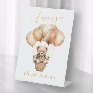 Signe De Table Ours en peluche avec des coups de ballons Faveurs