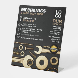 Signe De Table Outils Or, Auto Mécanique & Réparations Publicité