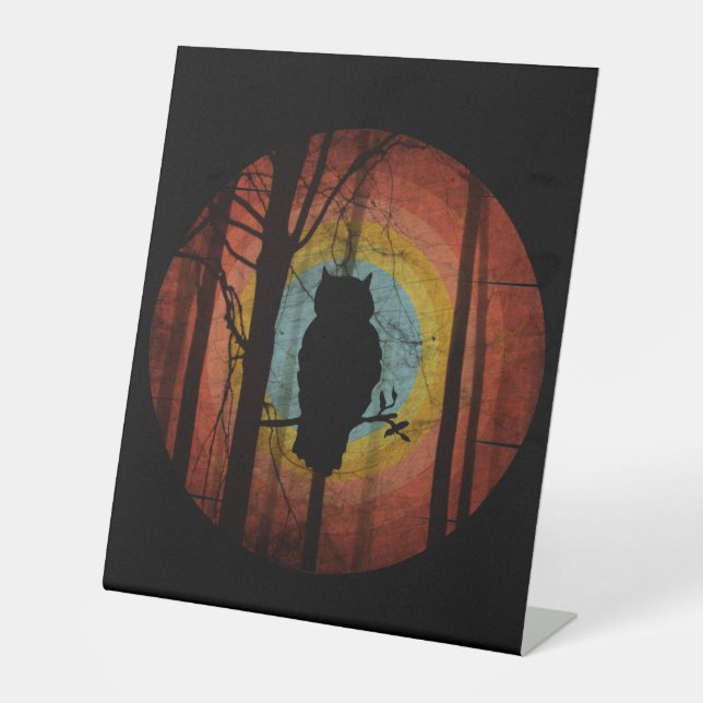 SIGNE DE TABLE OWL DANS LA FORÊT DES BOIS (Recto)