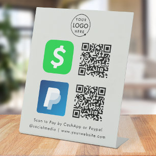 Signe De Table Paiement de code QR   CashApp Paypal numérisation 