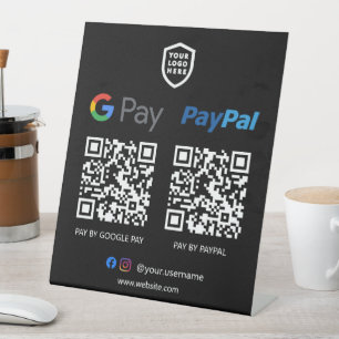Signe De Table Paiement de code QR   Google Pay & Paypal Analyser