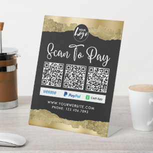 Signe De Table Paiement de code QR Logo de numérisation vers la