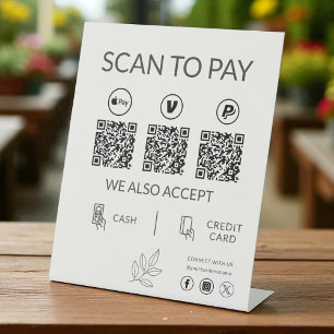 Signe De Table Paiement de code QR - Logo d'entreprise de numéris