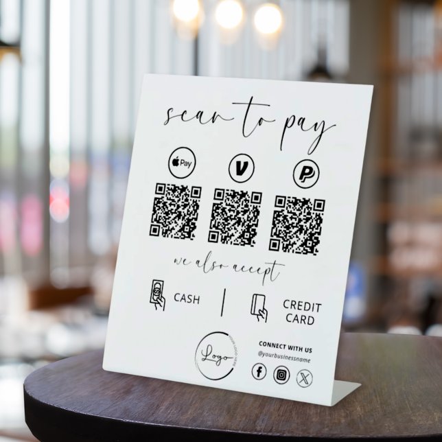 Signe De Table Paiement de code QR - Logo d'entreprise de numéris (Créateur téléchargé)