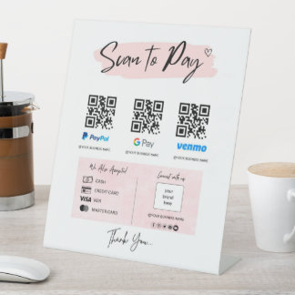 Signe De Table Paiement de code QR | Numériser pour payer le sign