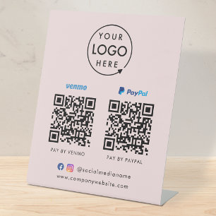 Signe De Table Paiement de code QR   Venmo Paypal Scan pour payer