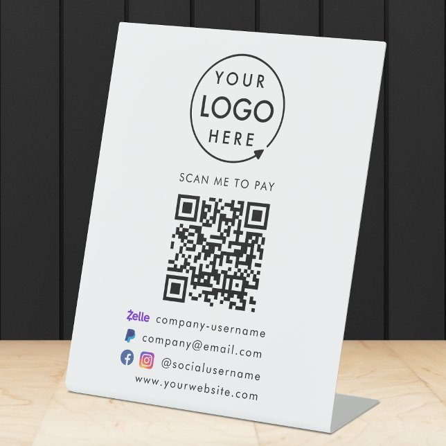 Signe De Table Paiement de code QR | Zelle Paypal Paiement Logo d (Versatile digital payment tabletop signs for sales, retail stores, salons, pop-ups, events & more!)