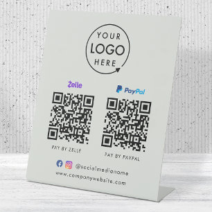 Signe De Table Paiement de code QR   Zelle Paypal Scan pour payer