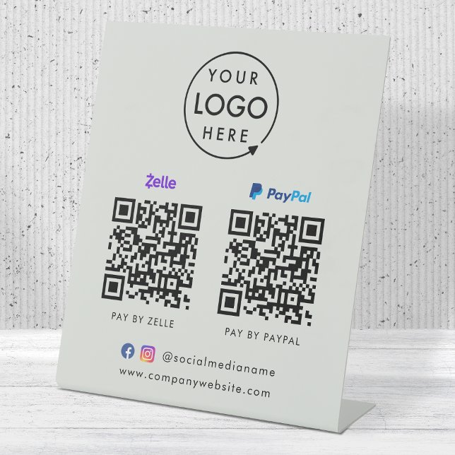 Signe De Table Paiement de code QR | Zelle Paypal Scan pour payer (Versatile digital payment tabletop signs for sales, retail stores, salons, pop-ups, events & more!)