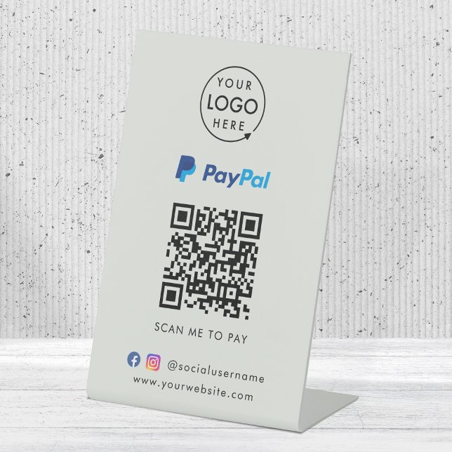 Signe De Table Paiement du code QR Paypal | Analyser pour payer l (Interactive "scan to pay” QR code cash wrap table signage for collecting digital payment by Paypal.)