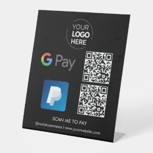 Signe De Table Paiement du code QR Paypal G Numériser pour paye