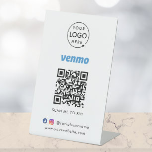Signe De Table Paiement du code QR Venmo   Analyser pour payer le