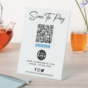 Signe De Table Paiement du code QR Venmo   Logo de numérisation v