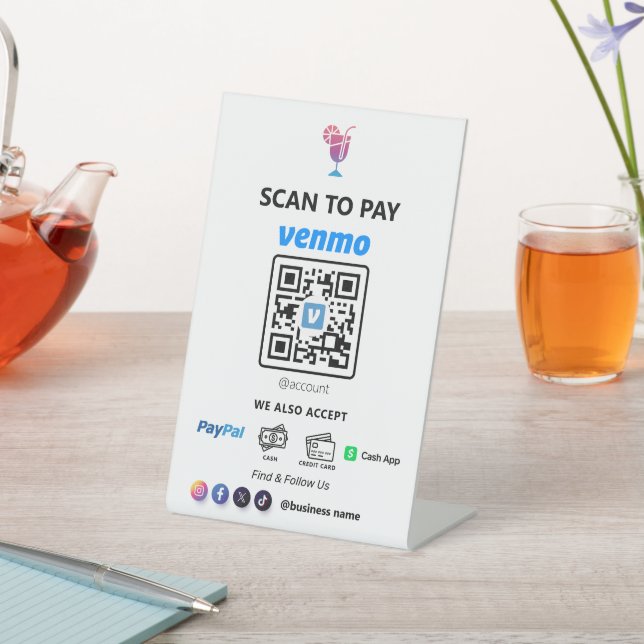 Signe De Table Paiement d'un code QR unique | Analyse blanche pou (In SItu)