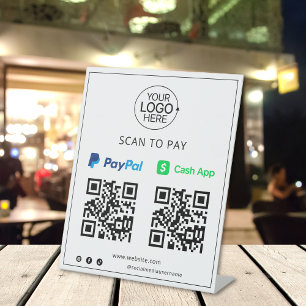 Signe De Table Paiement mobile PayPal Cash App sans contact