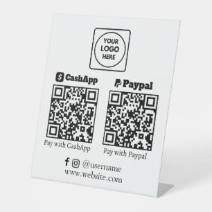 Signe De Table Paiement par code QR   CashApp PayPal Logo personn