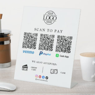 Signe De Table Paiement par code QR du logo de l'entreprise Scan