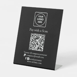 Signe De Table Paiement par code QR noir   Paiement professionnel