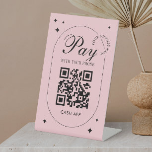 Signe De Table Paiement par code QR Venmo Girly Rose Scannez pour