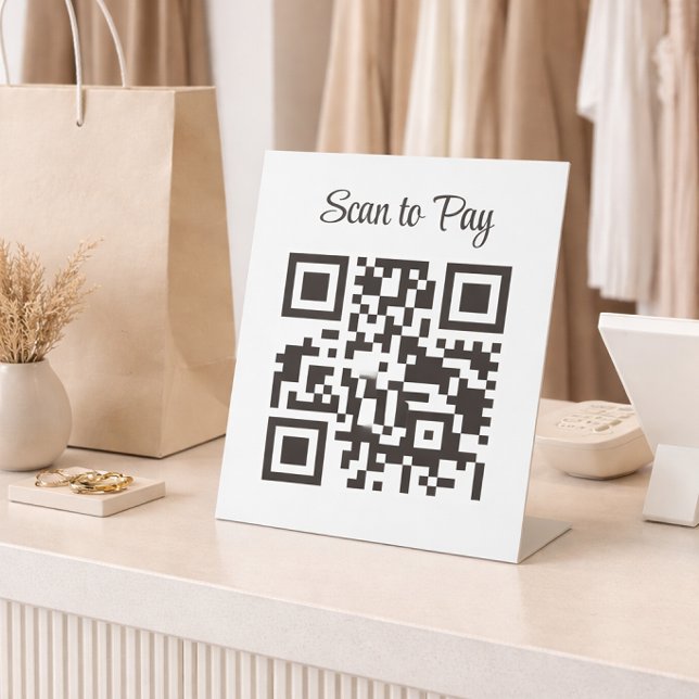 Signe De Table Paiement par scan de code QR minimaliste (Créateur téléchargé)
