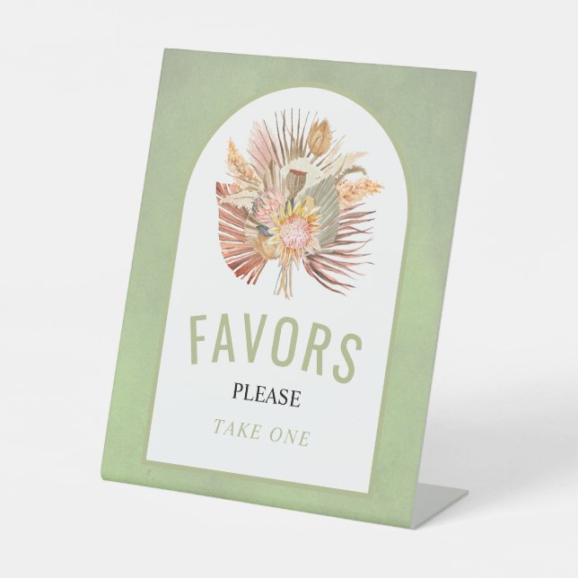 Signe De Table Palm séché pampas herbe sauge mariage vert Faveurs (Recto)