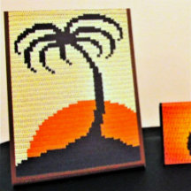 Palm Tree Tropical Sunset Designer Crochet Imprime