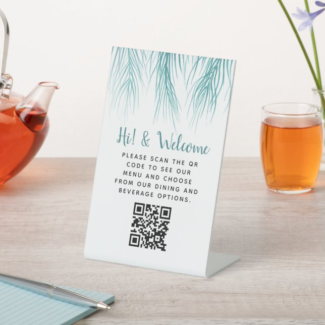 Signe De Table Palme de menu du code QR sans contact invité (In SItu)