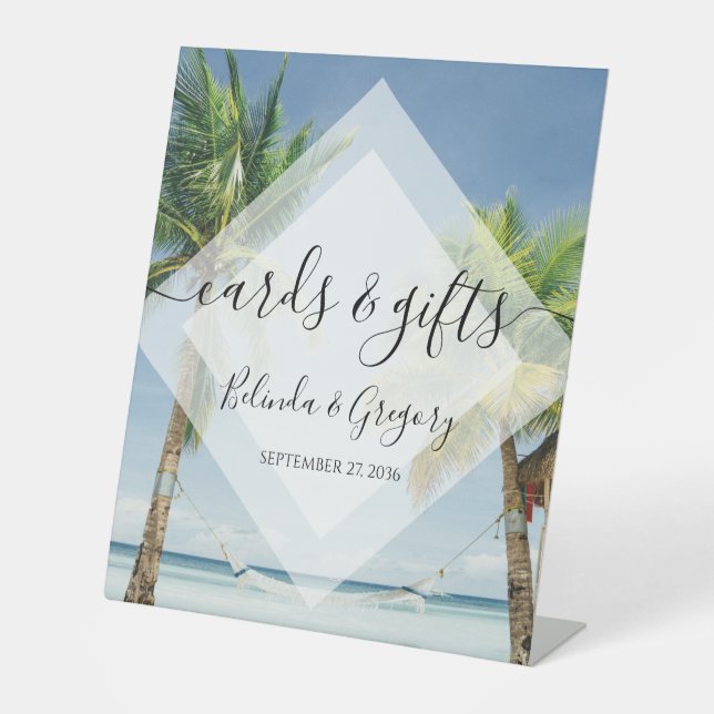 Signe De Table Palmiers tropicaux Plage Cartes de Mariage Cadeaux (Recto)
