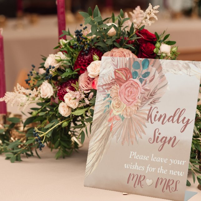 Signe De Table Pampas Grass Terracotta Boho Chic Wedding Party (Créateur téléchargé)