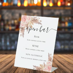 Signe De Table Pampas herbe brush rose menu