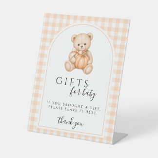Signe De Table Pancarte Cadeaux Ourson pour Baby Shower