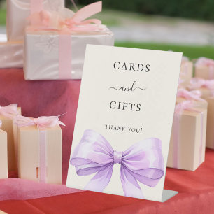 Signe De Table Pancarte de cadeaux cartes ruban lavande ivoire