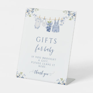 Signe De Table Pancarte de cadeaux doux de bébé en bleu marine po