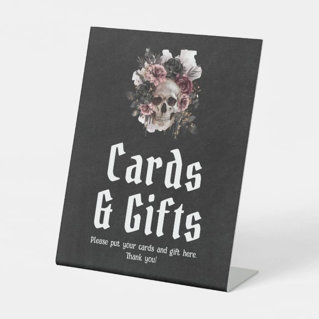 Signe De Table Pancarte de cartes et cadeaux de crâne floral d'Ha (Recto)