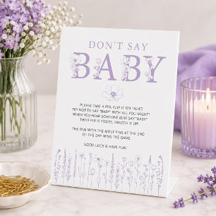 Signe De Table Pancarte de jeu Ne dites pas Bébé Fleur sauvage de