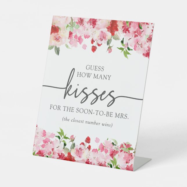 Signe De Table Pancarte de mariage Floral Kisses (Recto)