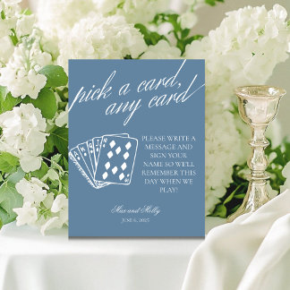 Signe De Table Pancarte de piédestal de cartes à jouer de mariage
