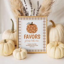 Pancarte de table Beige Gingham Pumpkin 8x10