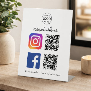 Signe De Table Pancarte de table pour les médias sociaux   QR Ins