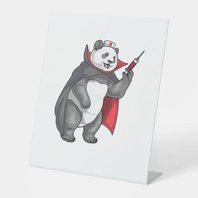 Signe De Table Panda Halloween Vampire infirmière T-shirt surdime (Recto)