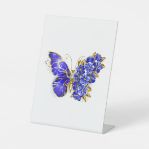 Signe De Table Papillon saphir à fleurs
