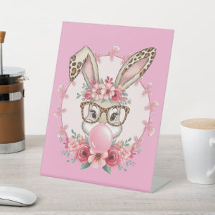 Signe De Table Pâques mignonne Floral Bunny Leopard cadeau