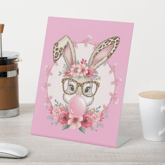 Signe De Table Pâques mignonne Floral Bunny Leopard cadeau (In SItu)