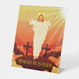 Signe De Table Pâques Résurrection de Jésus Voici Il Est Ressusci