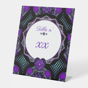 Signe De Table Parapluie violet & coeurs .7