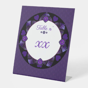 Signe De Table Parapluie violet & coeurs .7