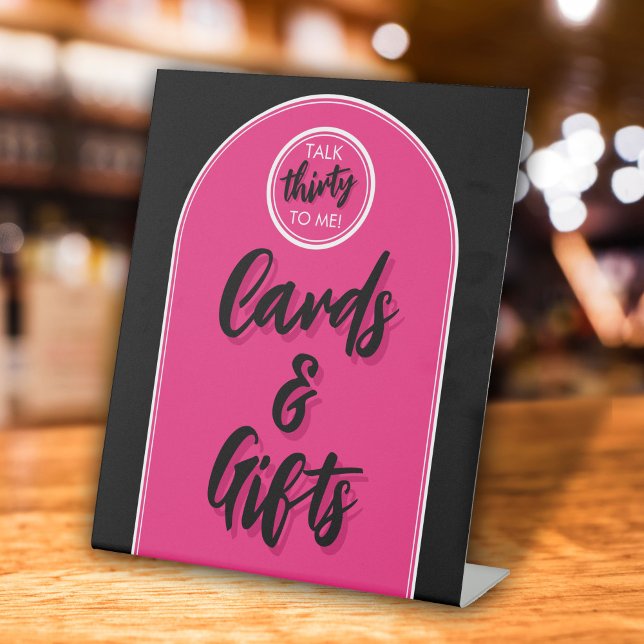 Signe De Table Parlez Trente à moi 30e fête d'anniversaire (Talk 30 to me tabletop sign for thirtieth birthday party card and gifts)