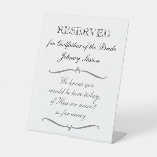 Signe De Table Parrain Réservé Du Mariage Mémorial De Mariée