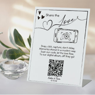 Signe De Table Partagez la photo Love Mariage QR Code Poster