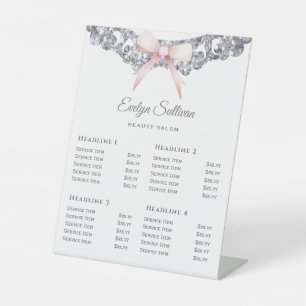 Signe De Table Parties scintillant Argent Cadre Rose Bow Prix
